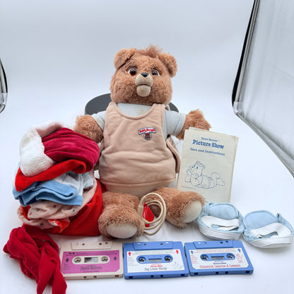WOW Baby Teddy Ruxpin 1987 Rare Brown Talking Interactive Plush Lot Tested