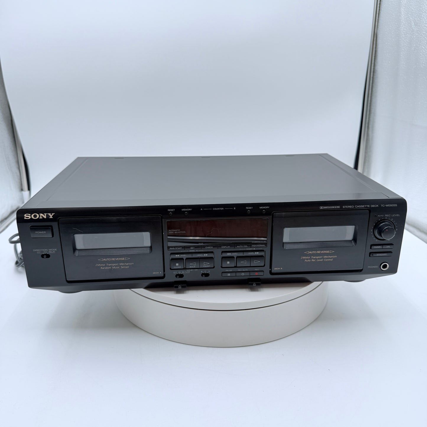 Sony TC-WE605S Dual Cassette Deck Black For Parts or Repair