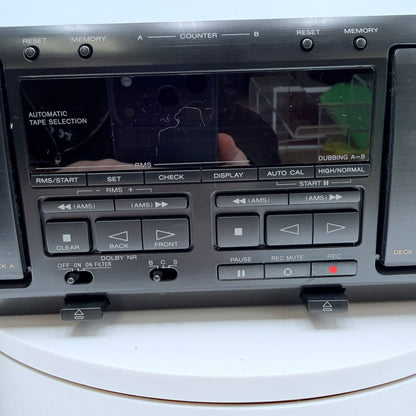 Sony TC-WE605S Dual Cassette Deck Black For Parts or Repair
