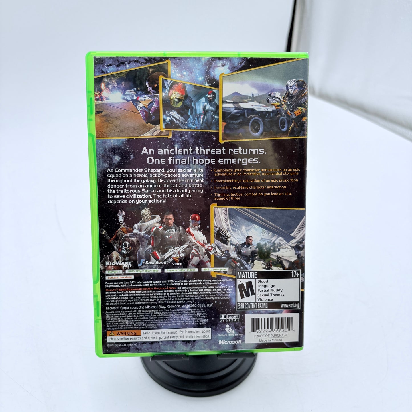 Xbox 360 Mass Effect Video Game Black Used With Box