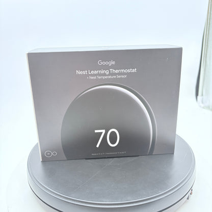 Google Nest Learning Thermostat 4th Gen + Temperature Sensor 2nd Gen Obsidian Black NIB