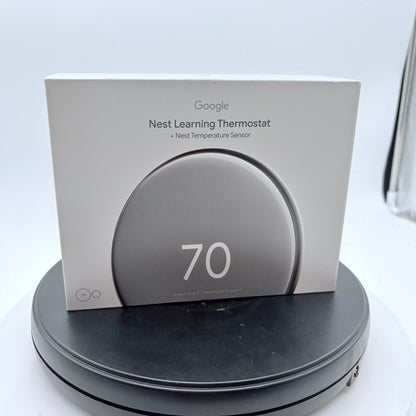 Google Nest Learning Thermostat 4th Gen + Nest Temperature Sensor 2nd Gen Polished Silver NIB