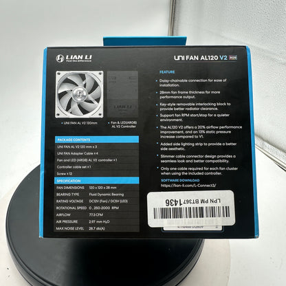 Lian Li Uni Fan AL120 V2 White 3 Computer Fan Set