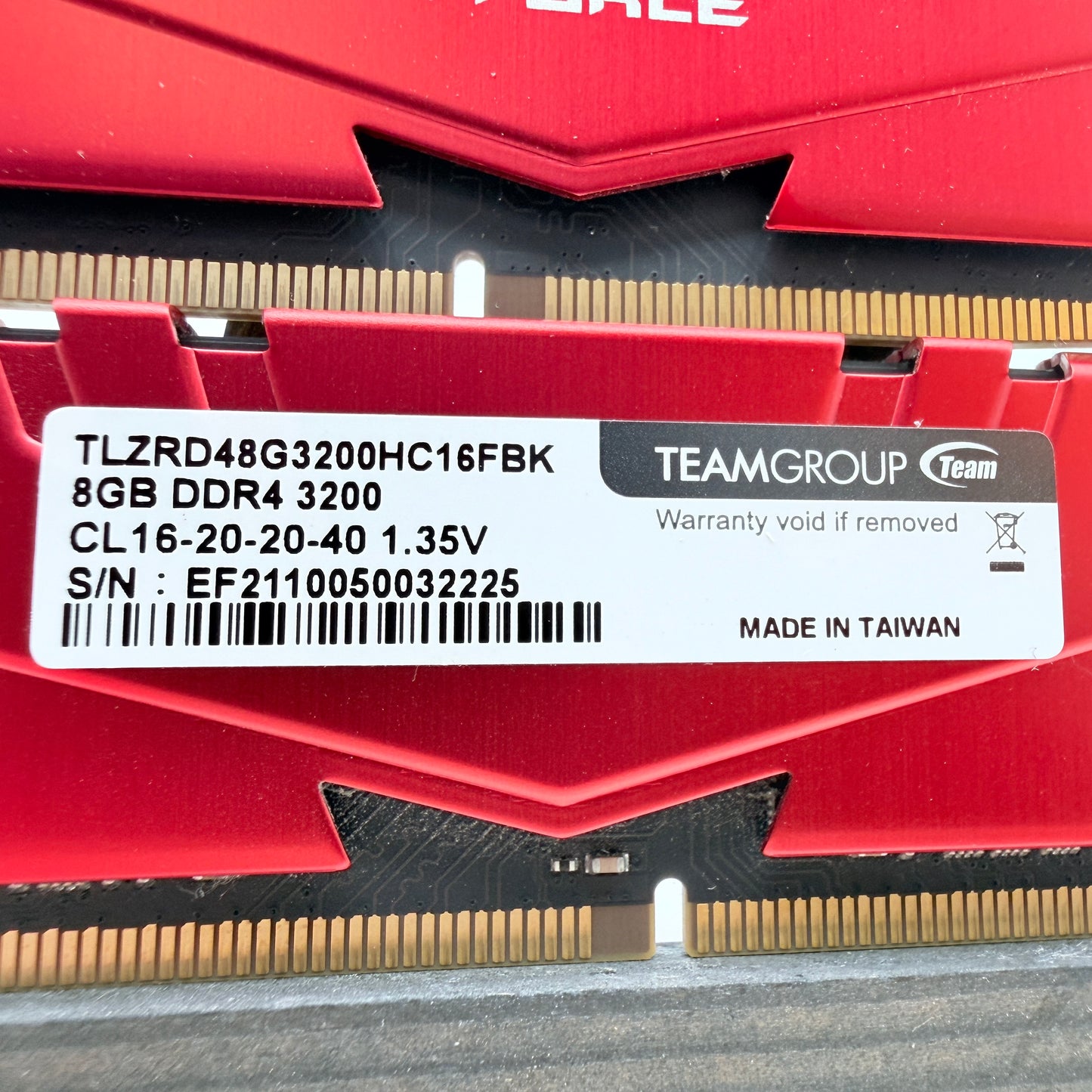T-Force Vulcan Z DDR4 16GB (2x8GB) Desktop RAM 3200 Red