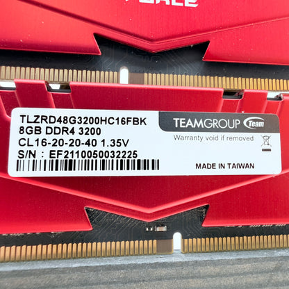 T-Force Vulcan Z DDR4 16GB (2x8GB) Desktop RAM 3200 Red
