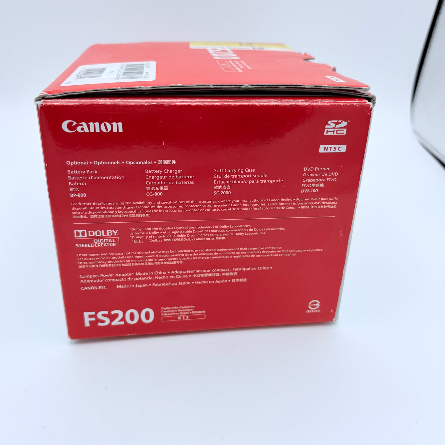 Canon FS200 Digital Video Camcorder Silver Used with Box and Accessories