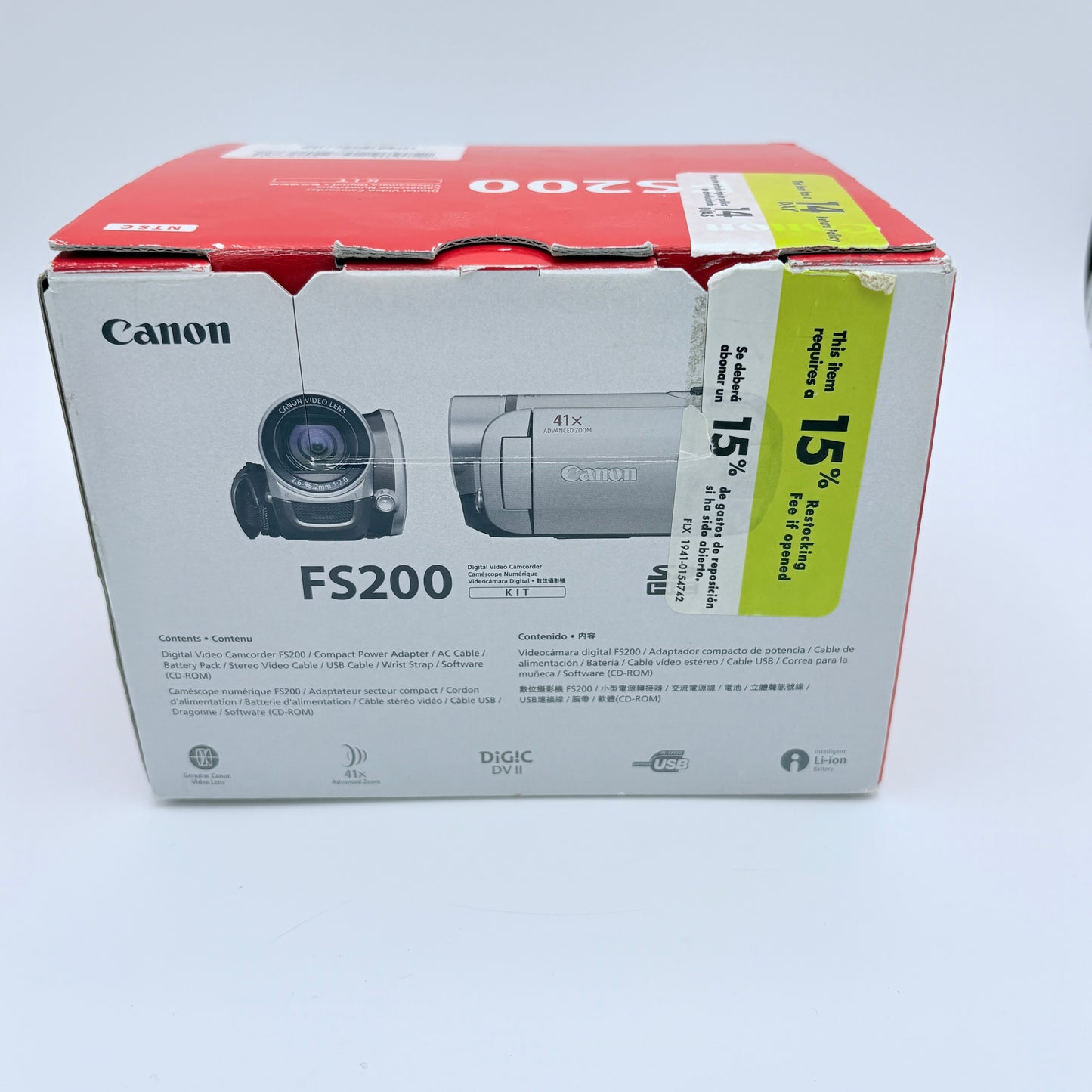 Canon FS200 Digital Video Camcorder Silver Used with Box and Accessories