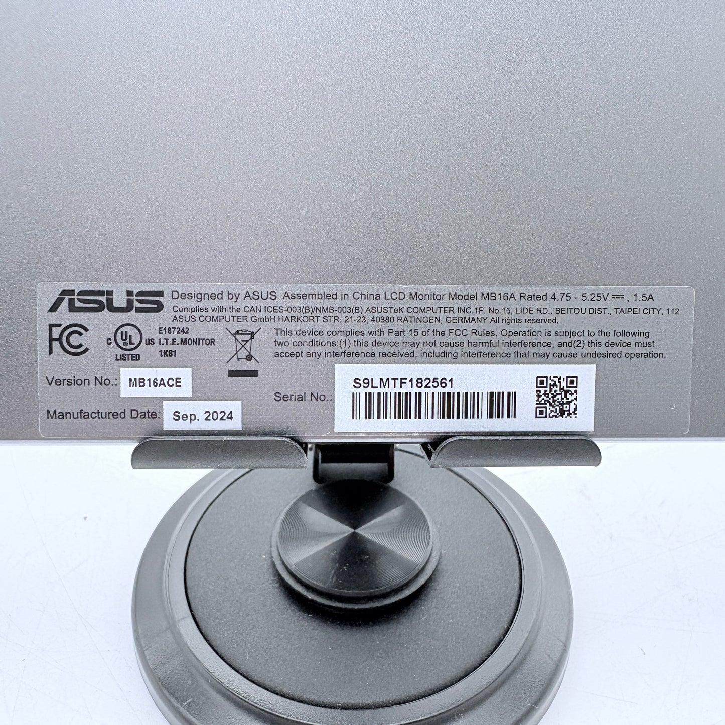 Asus MB16ACE Portable Monitor Gray MINT