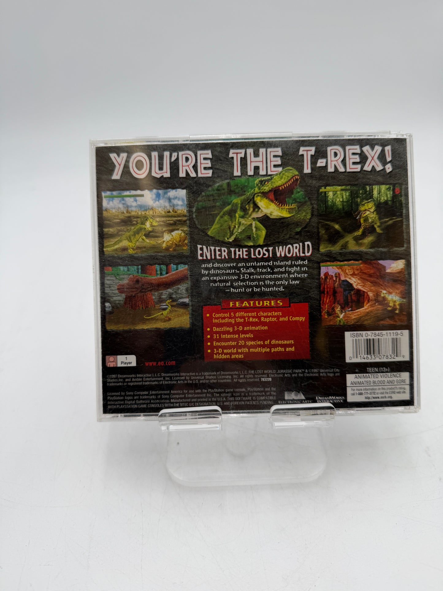 Playstation Lost World Jurassic Park Complete with Case, Manual & Inserts