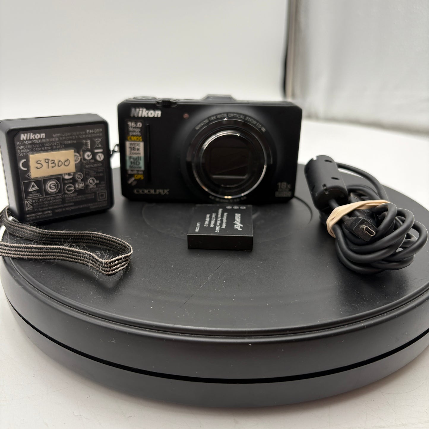 Nikon Coolpix S9300 Digital Camera With Two Batteries and Charger