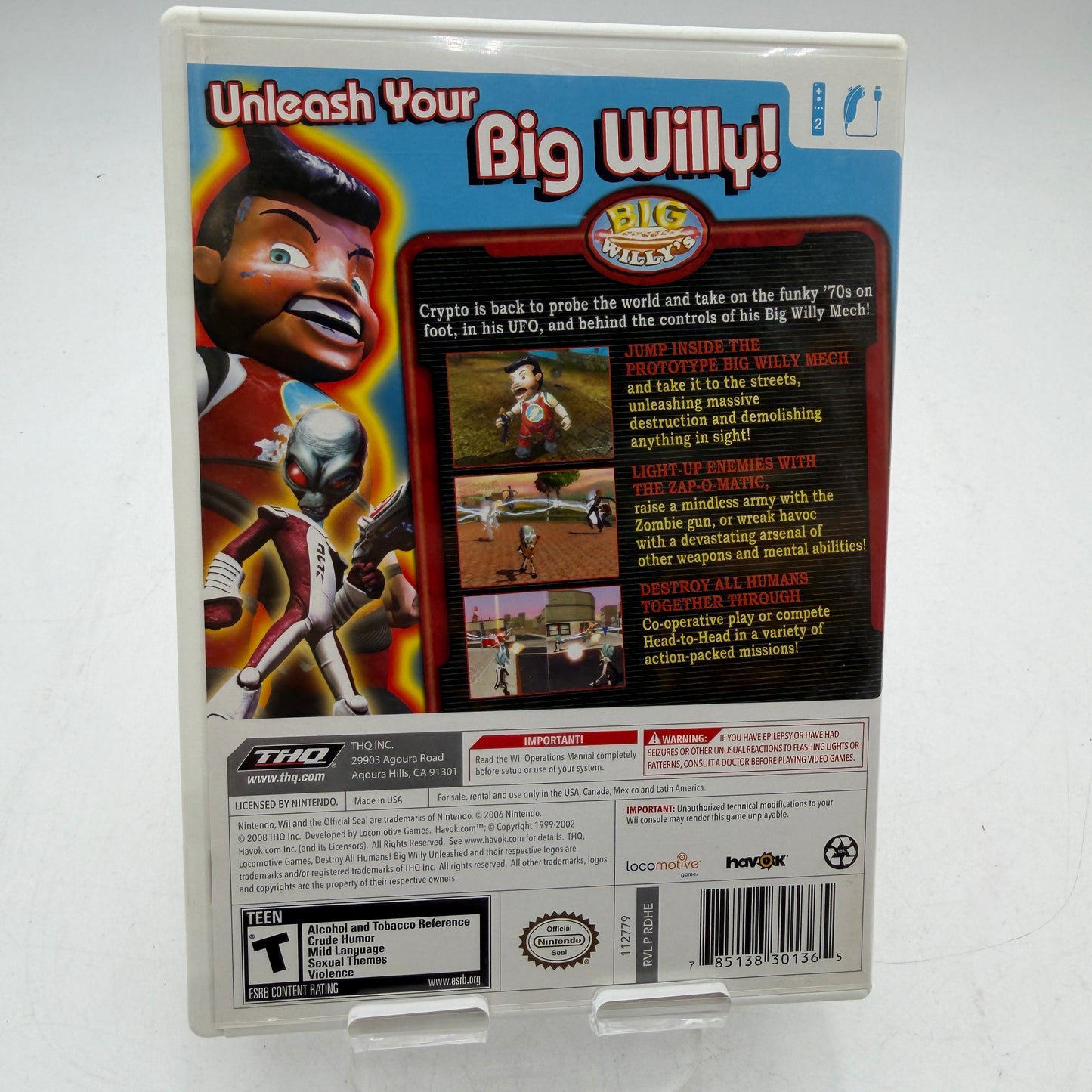 Wii Destroy All Humans Big Willy Unleashed Complete In Box with Manual