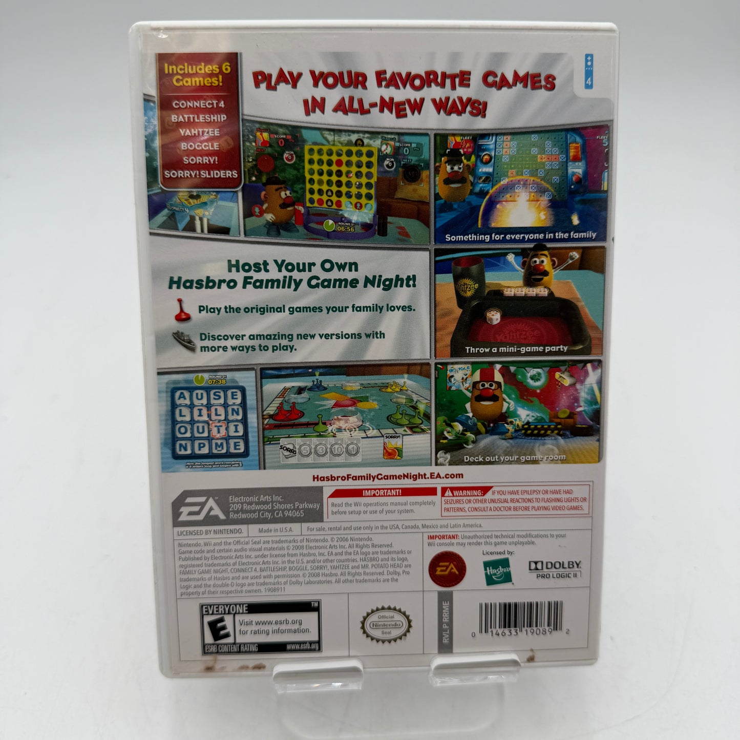 Wii Hasbro Family Game Night Video Game Complete in Box with Manual