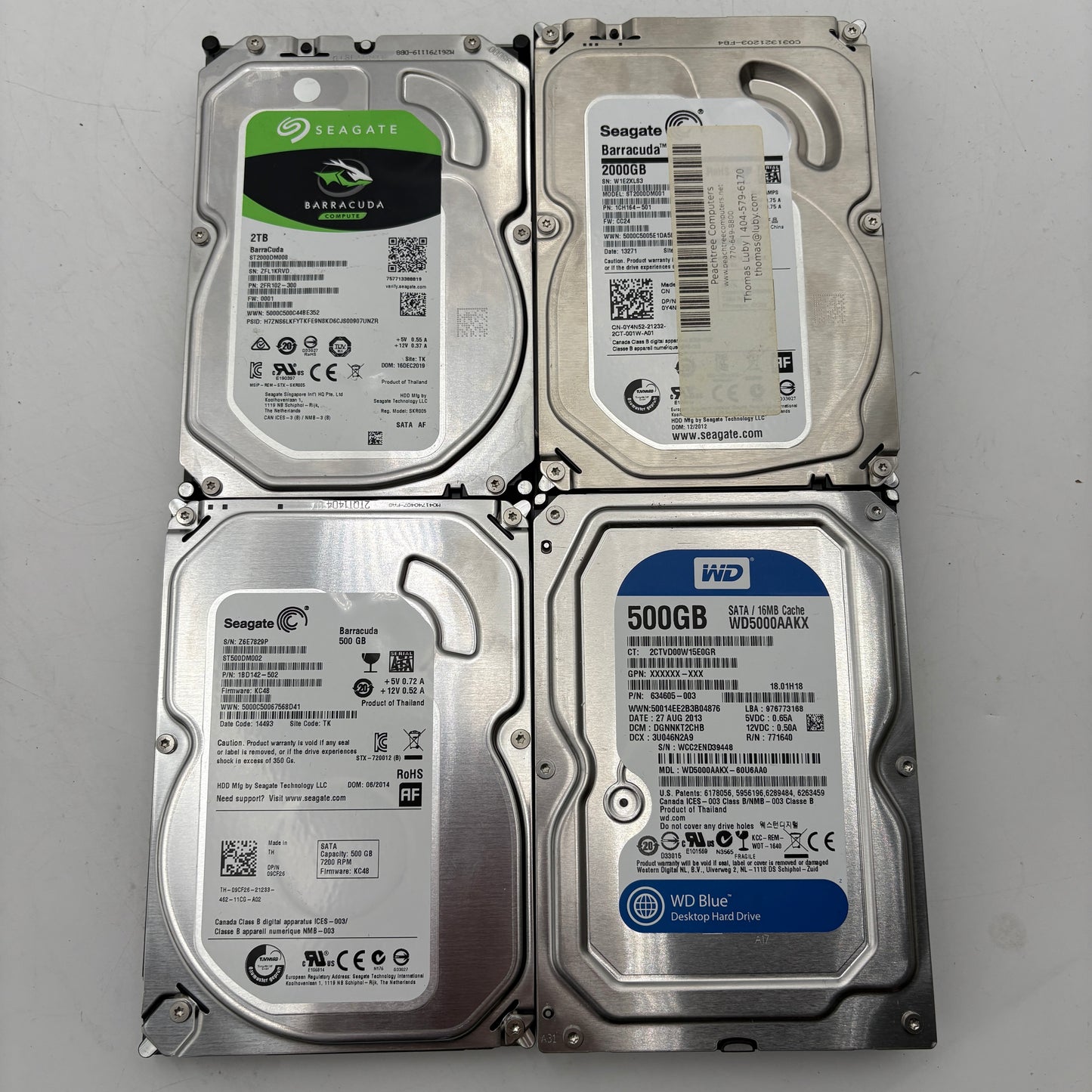 Lot of 4 Assorted Desktop 3.5" HDDs of Various Sizes READ
