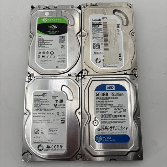 Lot of 4 Assorted Desktop 3.5" HDDs of Various Sizes READ