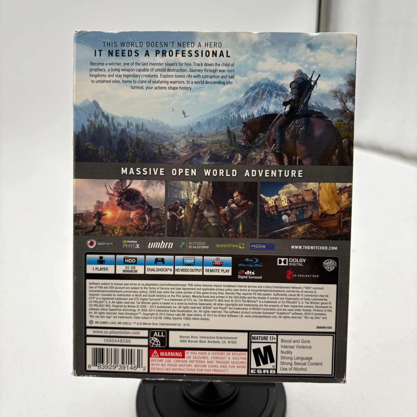 Witcher 3: Wild Hunt PlayStation 4 Video Game CIB