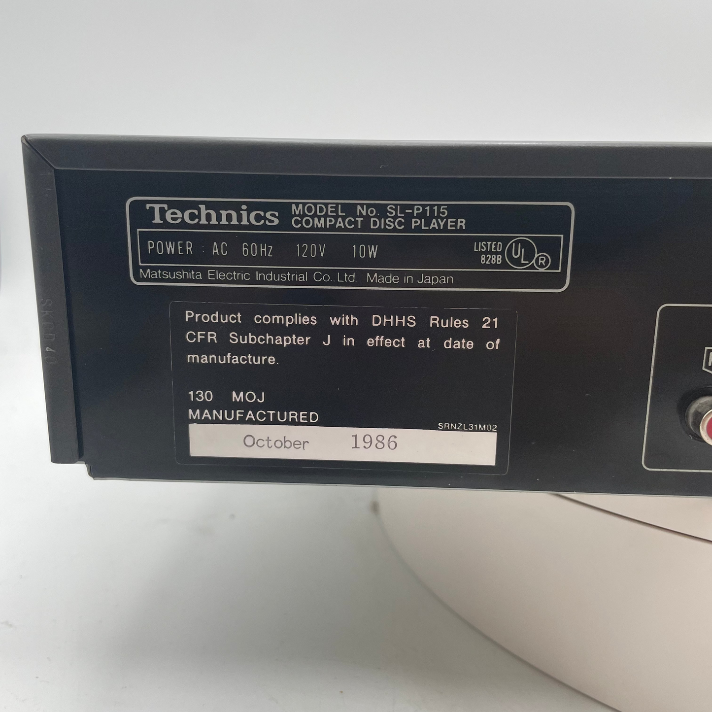 Vintage Technics SL-P115 Compact Disc CD Player Japan 1986