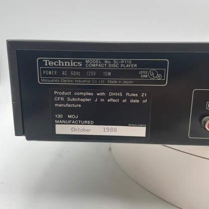 Vintage Technics SL-P115 Compact Disc CD Player Japan 1986