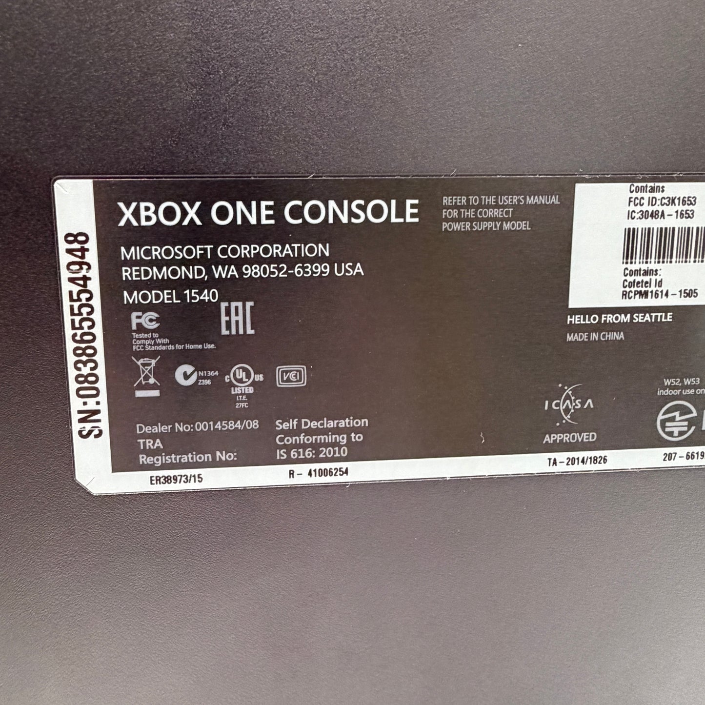 Microsoft Xbox One (1540) 1TB Console