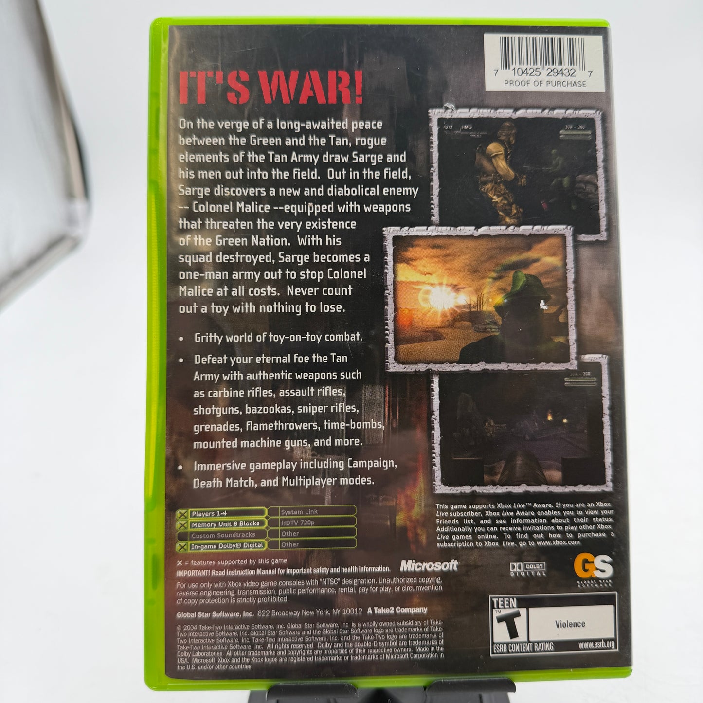 Army Men Sarge's War Xbox 360 Video Game Complete in Box