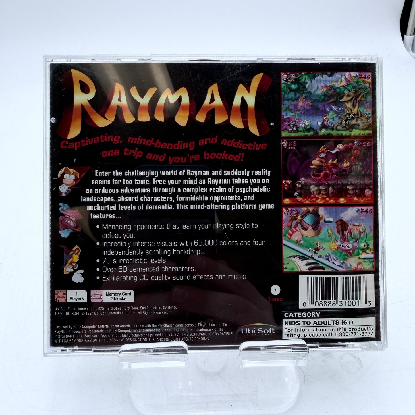 PlayStation Rayman Video Game Black Complete in Box