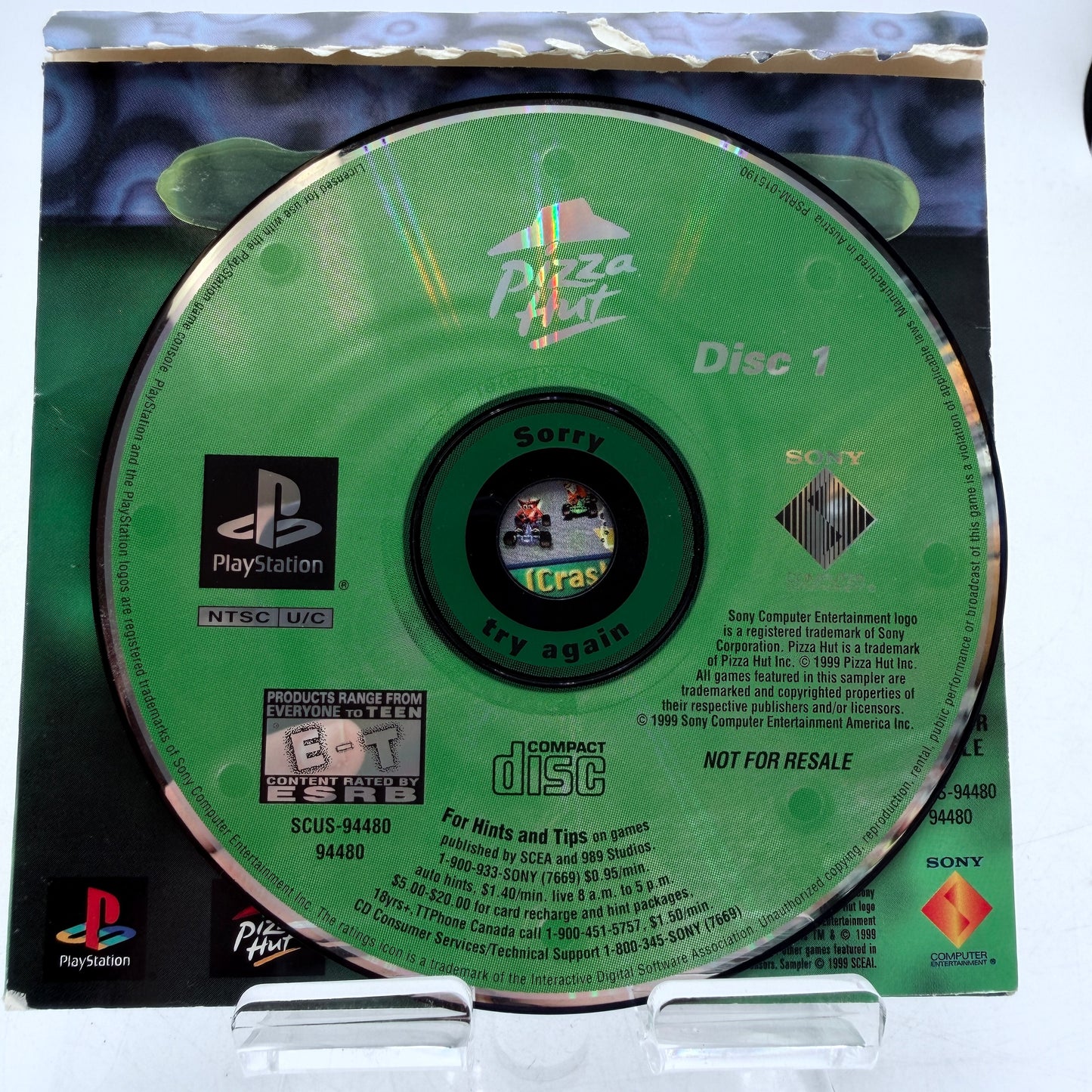 PlayStation Pizza Hut Demo Disc One Complete Sony PS1 Demo Disc