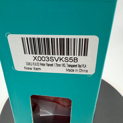 SUNLU 1.75mm PLA Filament 1KG Transparent Red
