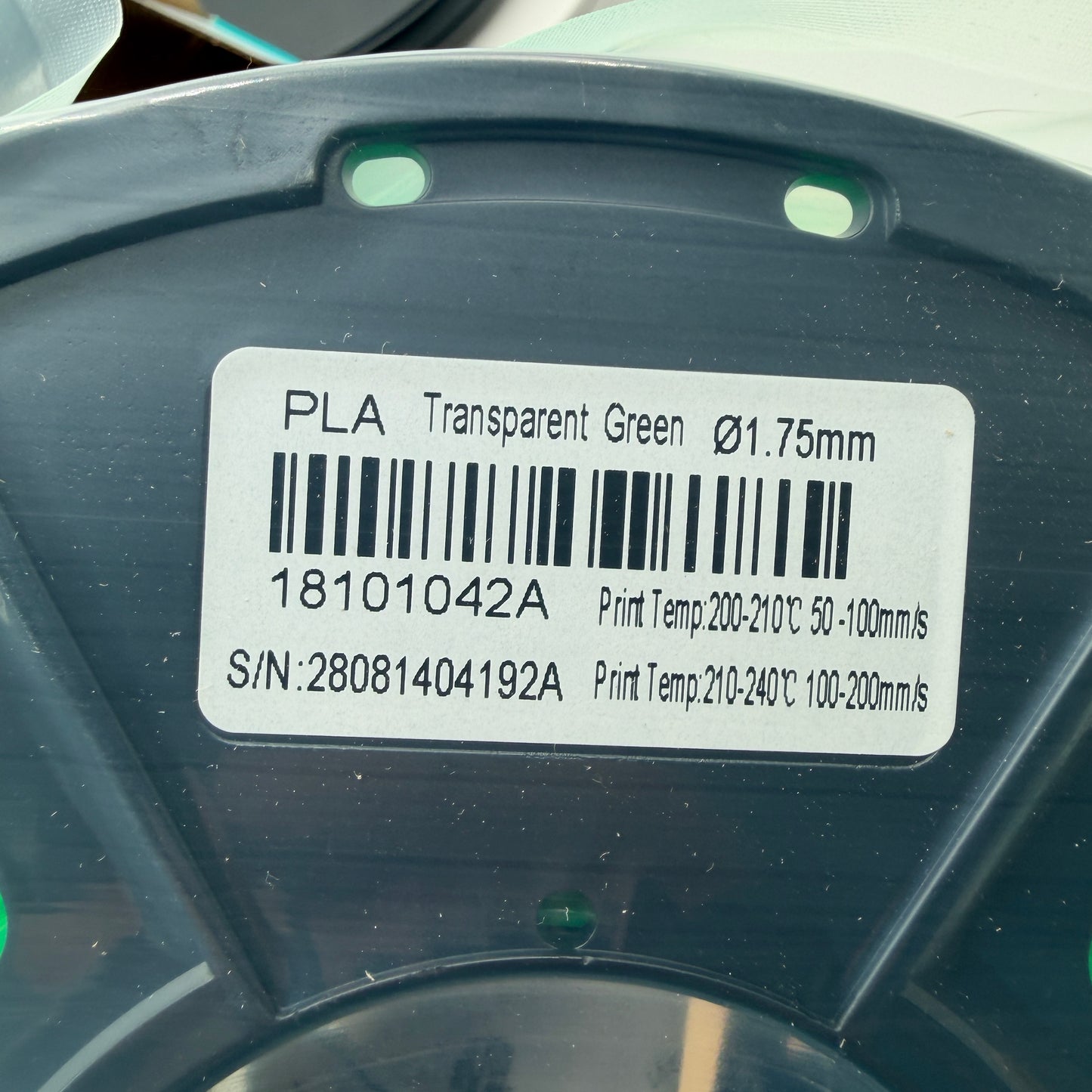 FL02-45109 SUNLU 1.75mm PLA Filament 1KG Transparent Green