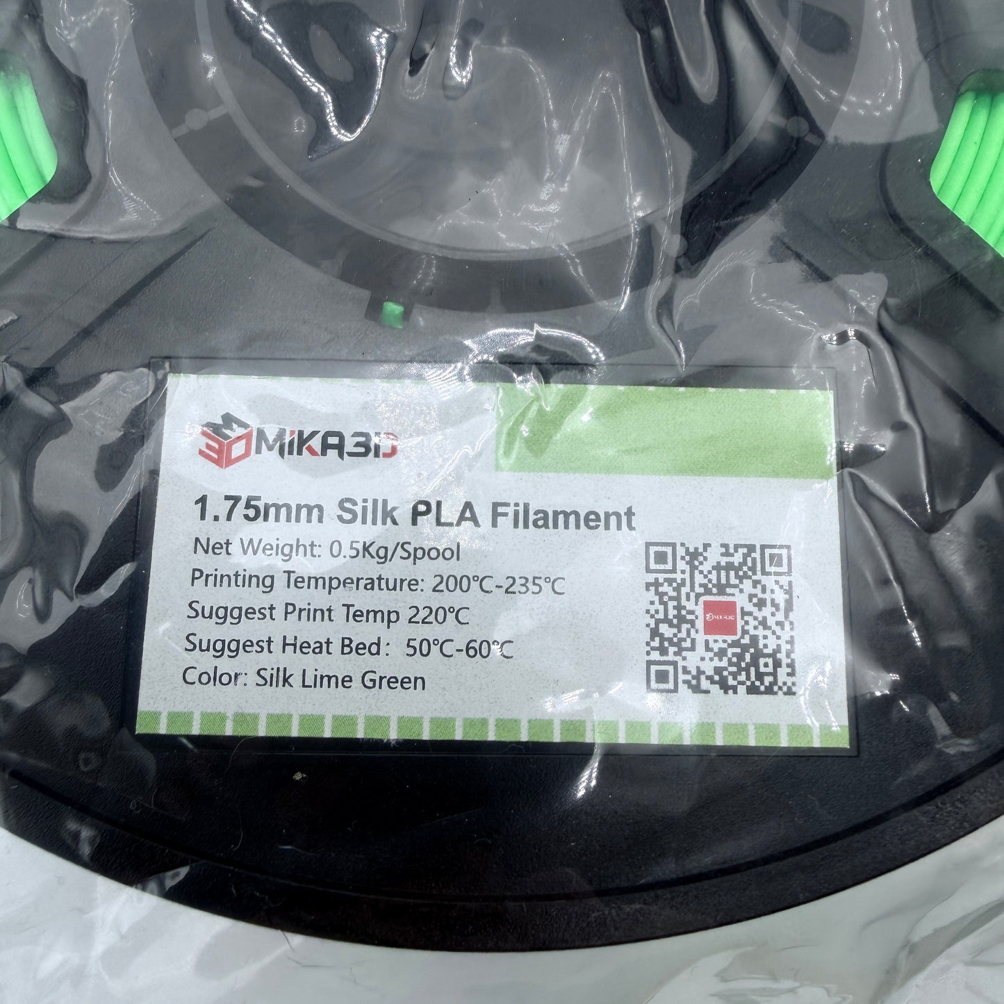 MiKA3D 1.75mm Silk PLA Filament Silk Lime Green
