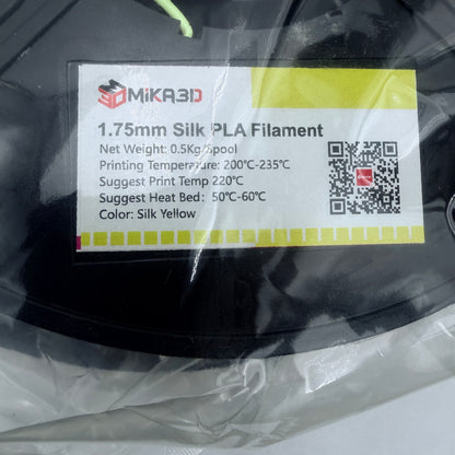 MiKA3D 1.75mm Silk PLA Filament Silk Yellow