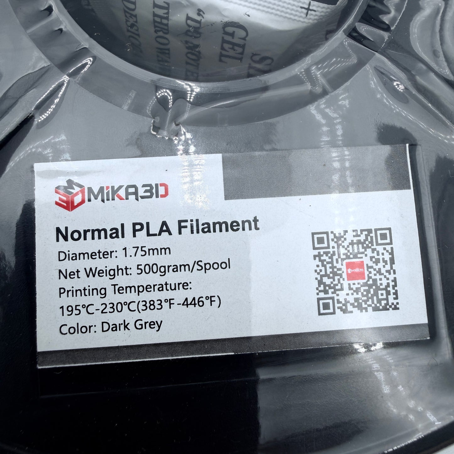 MiKA3D Normal PLA Filament 1.75mm Dark Grey