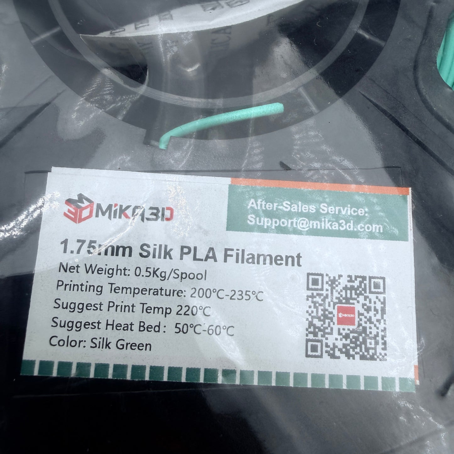 MiKA3D 1.75mm Silk PLA Filament Silk Green