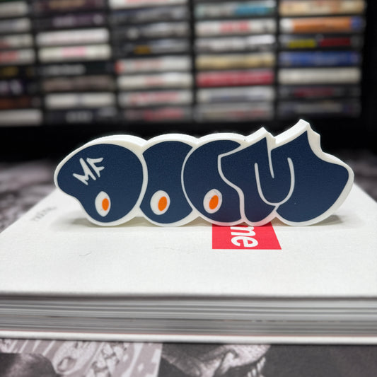 MF DOOM Graffiti Tag Decor in Blue/White/Orange/Grey
