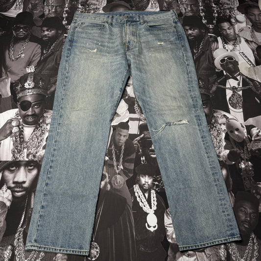 J. Crew Jean Men 36X30 Light Wash 770 Selvedge Kaihara Japanese Denim Straight Grunge