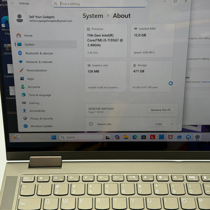 Lenovo Yoga 7 14ITL5 14" 2-in-1 Laptop, Intel Core i5-1135G7, 12GB RAM, 512GB SSD, Gray