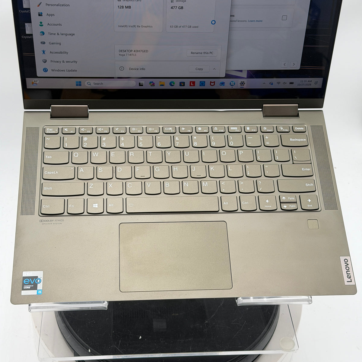 Lenovo Yoga 7 14ITL5 14" 2-in-1 Laptop, Intel Core i5-1135G7, 12GB RAM, 512GB SSD, Gray