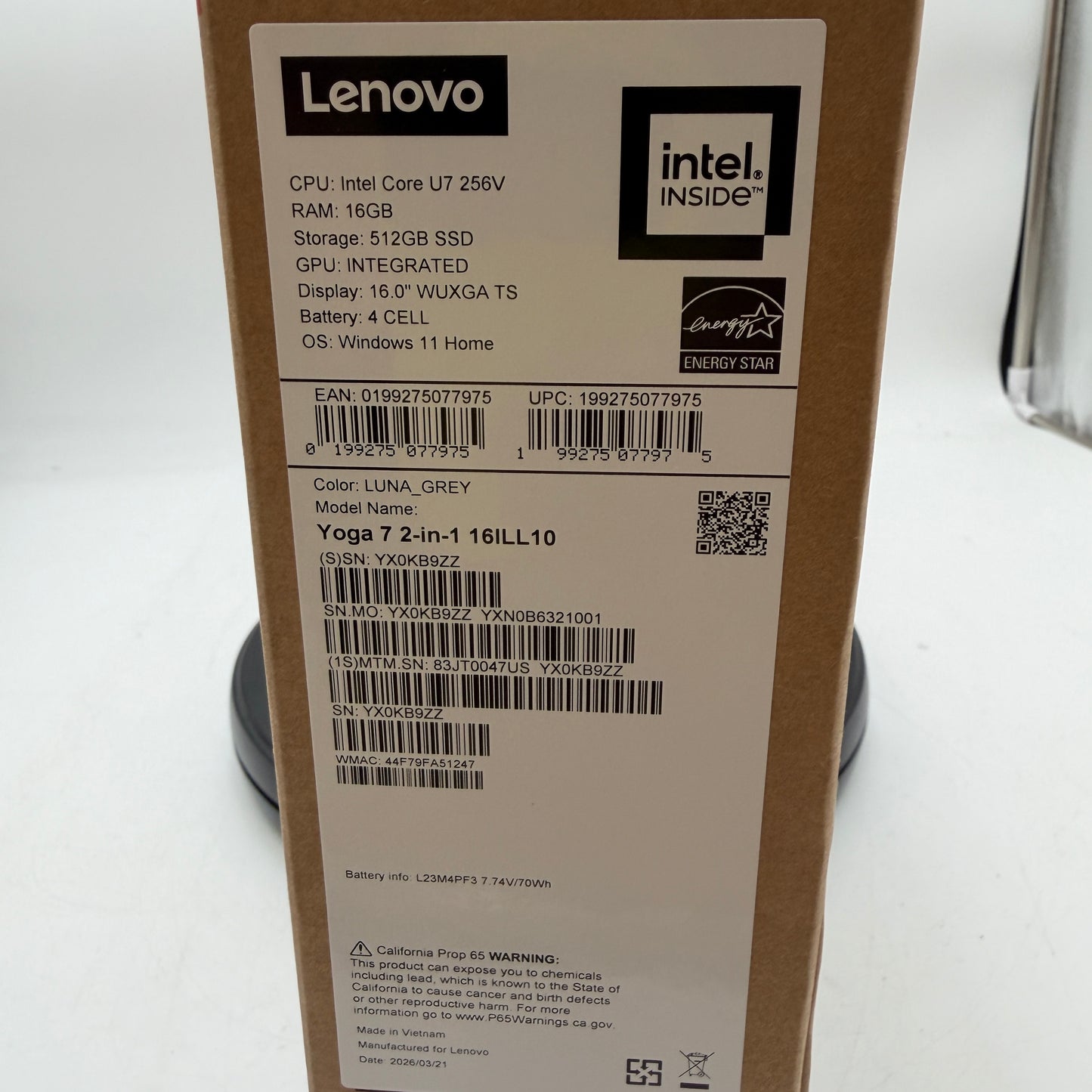 Lenovo Yoga 7 2-in-1 16ILL10 16-Inch Laptop, Ultra 7, 16GB RAM Silver Open Box