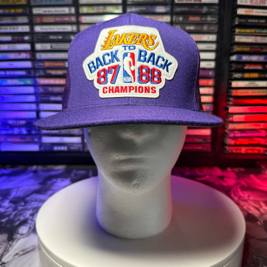 Los Angeles Lakers Mitchell & Ness HWC 87 88 Back To Back Champions Trucker Hat