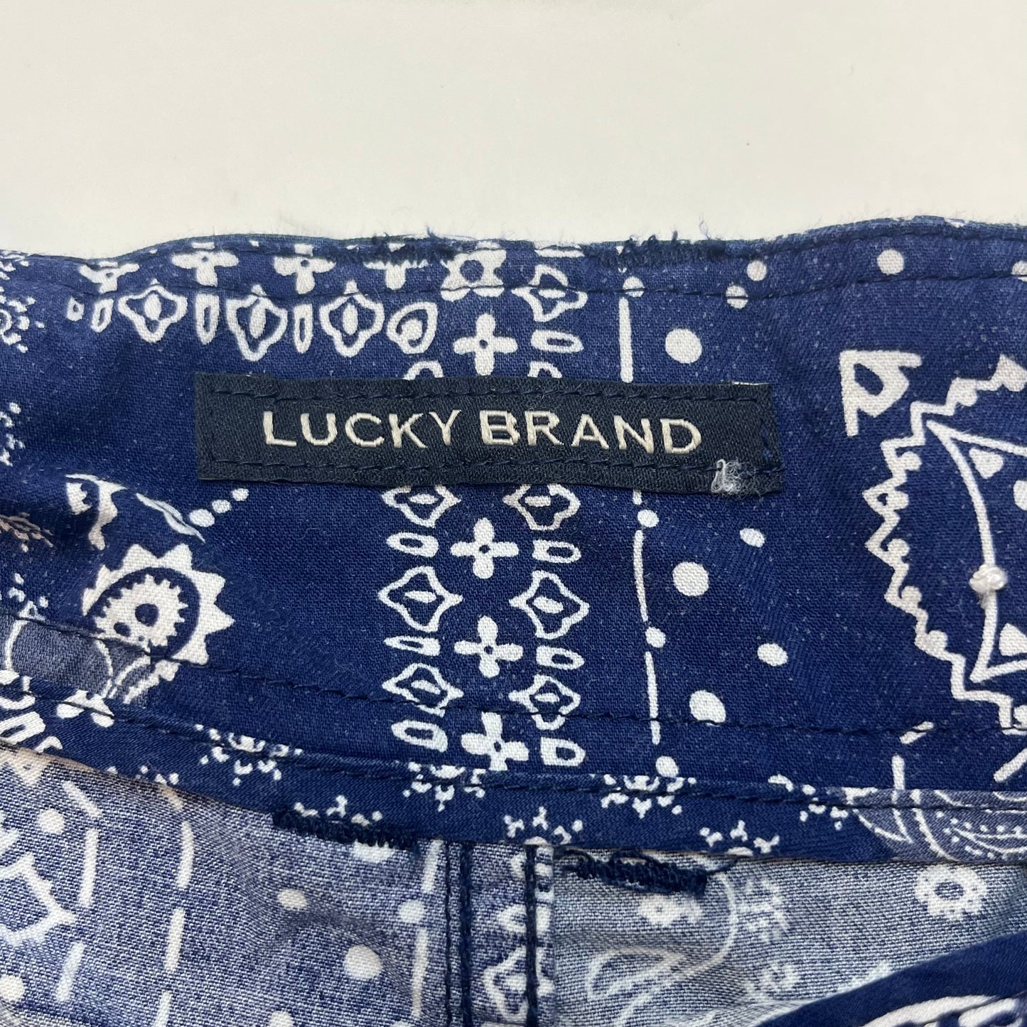 Lucky Brand Mens Bandana Print Lightweight Cotton Blend Shorts Blue 38 Used