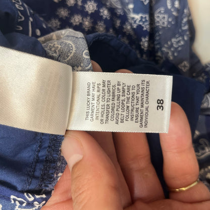 Lucky Brand Mens Bandana Print Lightweight Cotton Blend Shorts Blue 38 Used