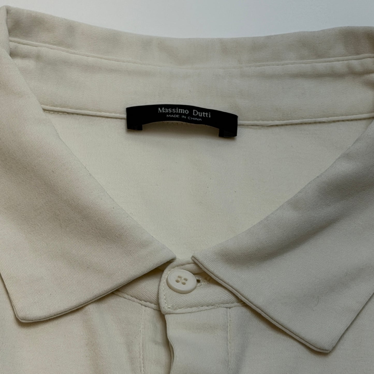 Massimo Dutti Mens Polo Cream XXL 100% Cotton White