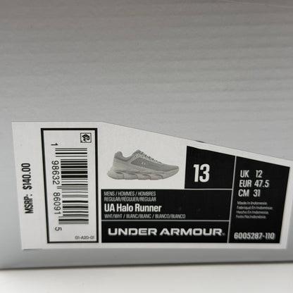 NIB Under Armour UA Halo Runner White Size 12 6005287-110