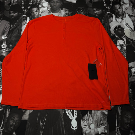 NWT Fabletics Long Sleeve Waffle Henley Orange XL