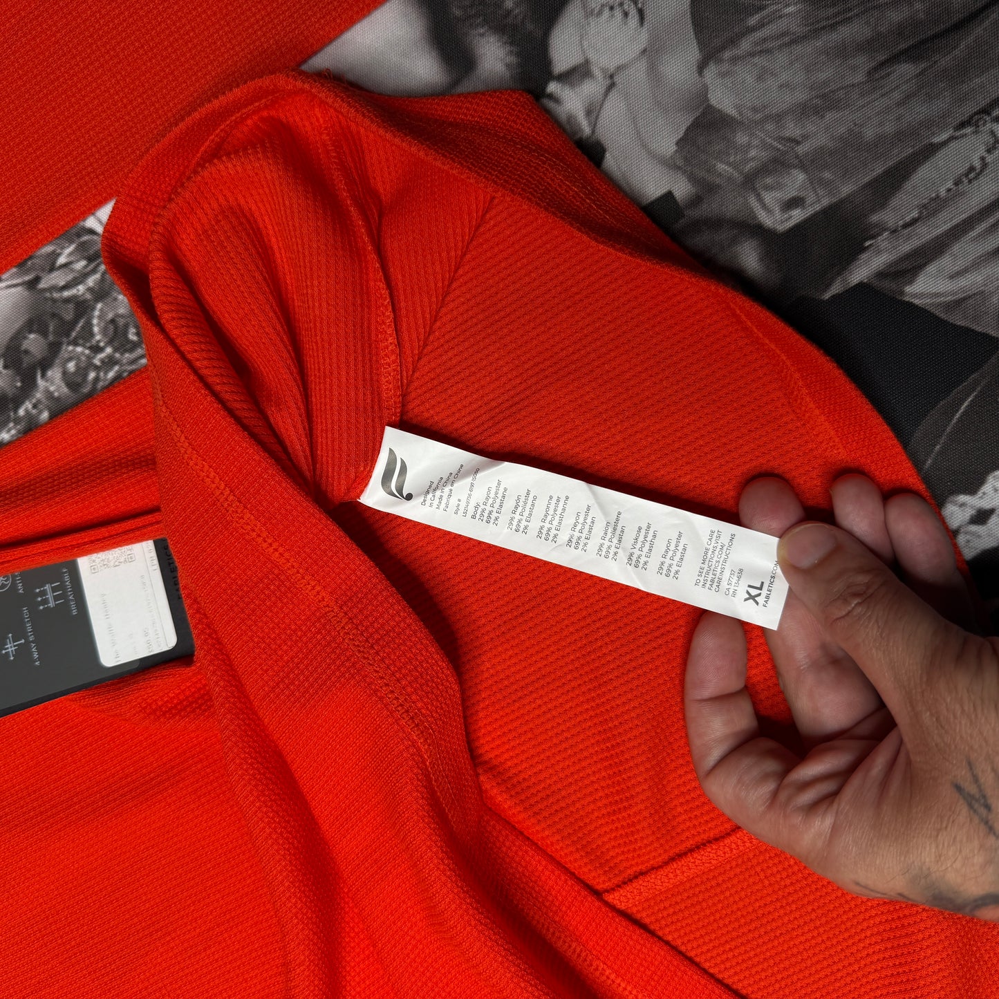 NWT Fabletics Long Sleeve Waffle Henley Orange XL