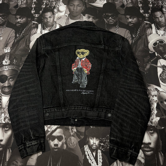 NWT Polo Ralph Lauren Black Denim Polo Bear Jean Jacket sz Large Limited