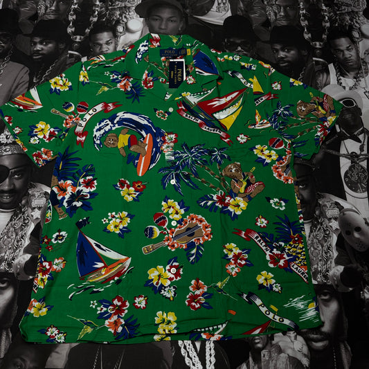NWT Polo Ralph Lauren Classic Fit Polo Bear-Print Camp Shirt