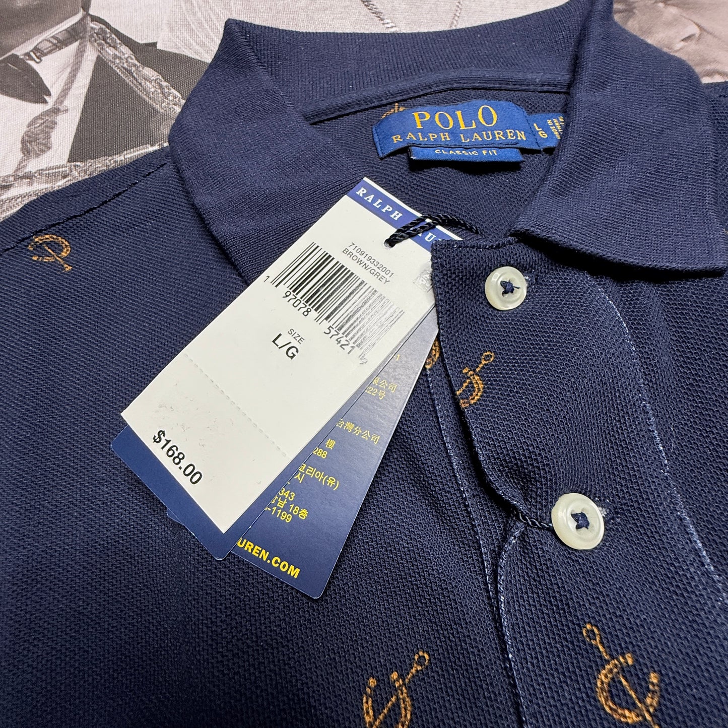 NWT Polo Ralph Lauren Classic Fit Saddle-Print Mesh Polo Shirt