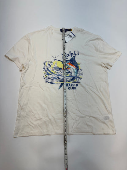 NWT Polo Ralph Lauren Classic Fit Slub Jersey Graphic T-Shirt Large White