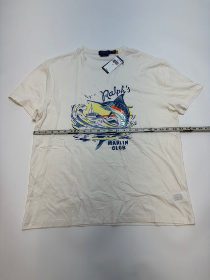 NWT Polo Ralph Lauren Classic Fit Slub Jersey Graphic T-Shirt Large White