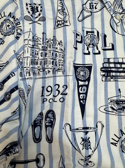 NWT Polo Ralph Lauren Classic Fit Striped Oxford Button Down Shirt Large - White
