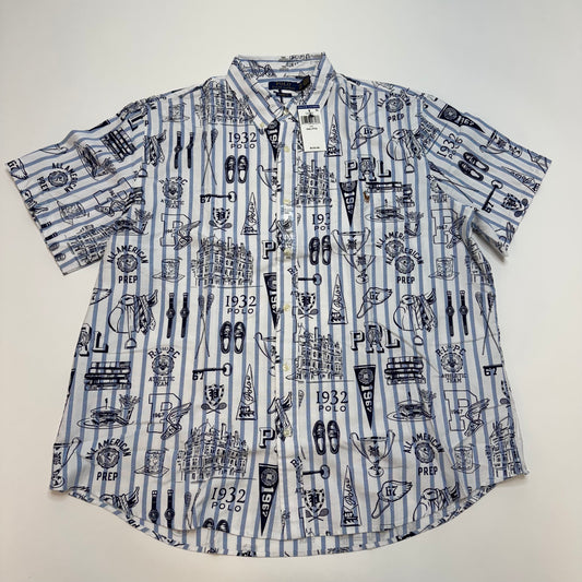 NWT Polo Ralph Lauren Classic Fit Striped Oxford Button Down Shirt Large - White
